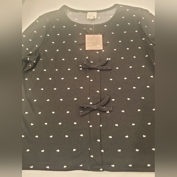 Girls Heart and Bows Long Sleeve Tops - Picture 5 of 6
